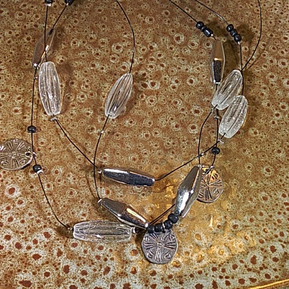 Chicos Multi-strand Beaded Necklace Illusion Wire - Picture 1 of 4